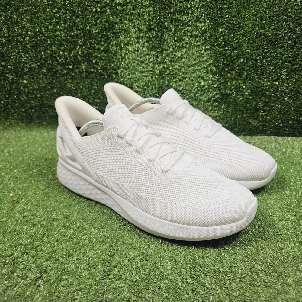 Kizik Athens Triple White Knit Athletic Slip On Comfort Sneakers Mens 11 Wide
